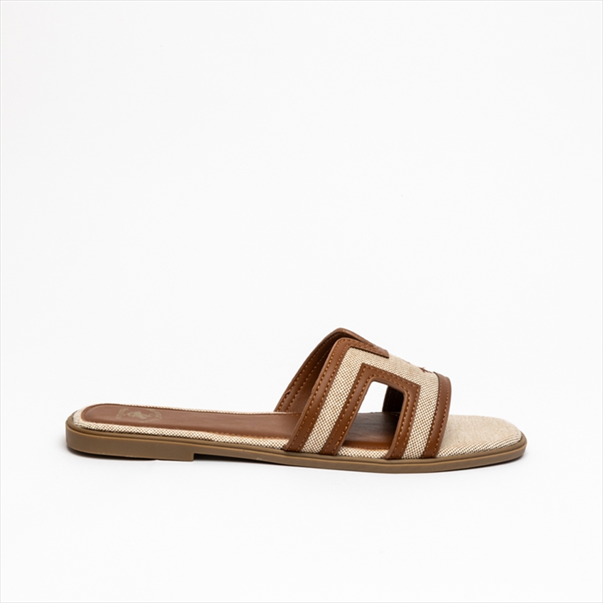 Beverly Hills Polo Club Womens Canvas Cut Out Slider Sandals