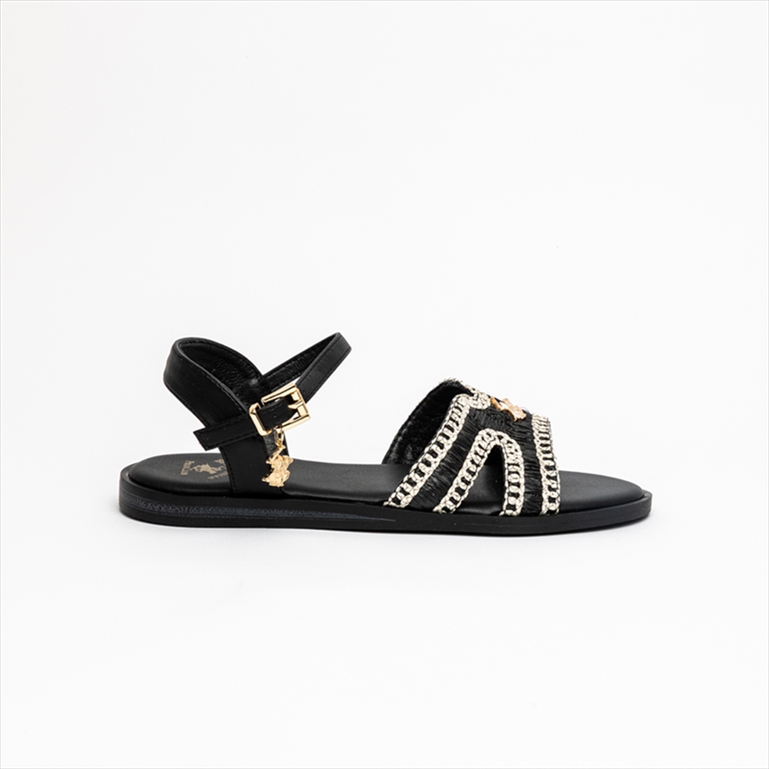Beverly Hills Polo Club Ankle Strap Raffia Sandals