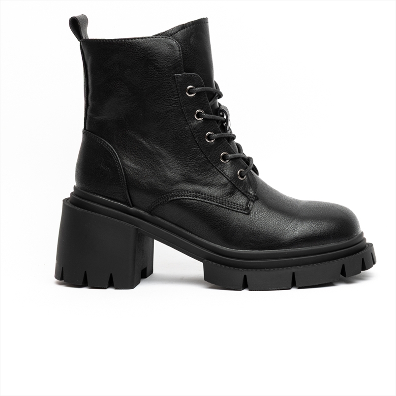 LIFE NYC Premium Medium Block Heel Combat Ankle Boots