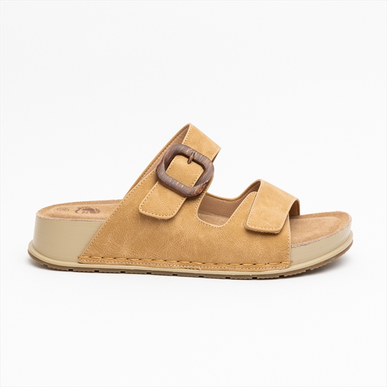 Foot Comfort Low Wedge Double Strap Slider Sandals