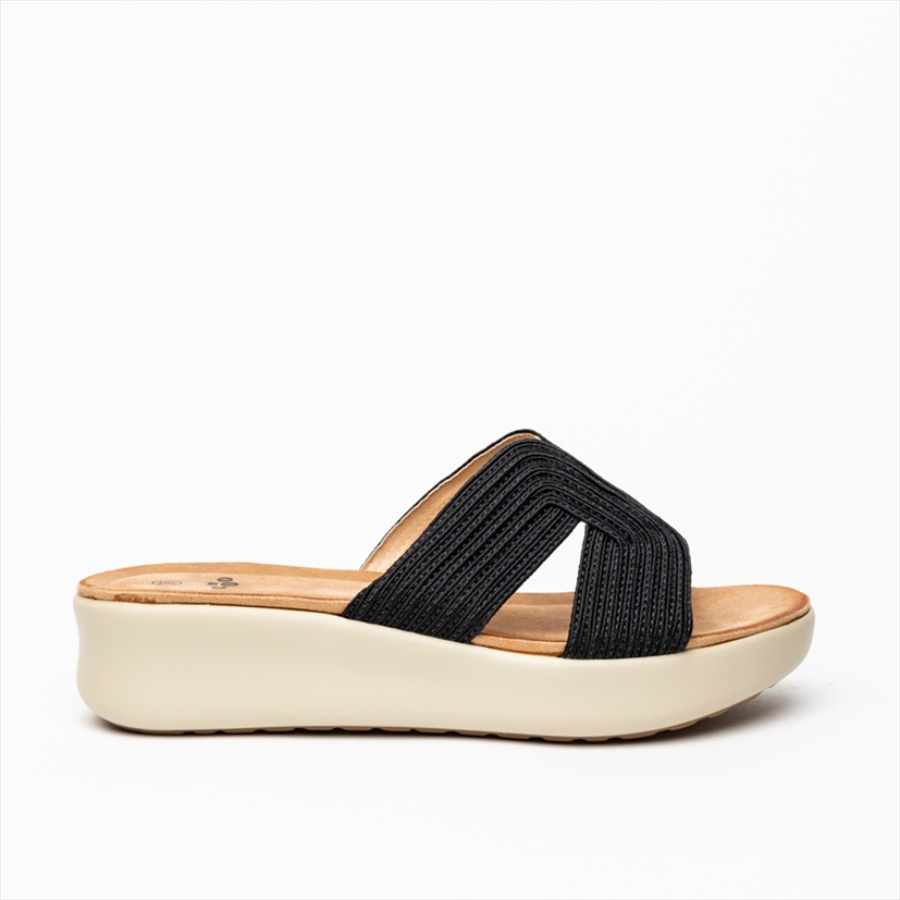 Coo Cross Strap Medium Wedge Sandals
