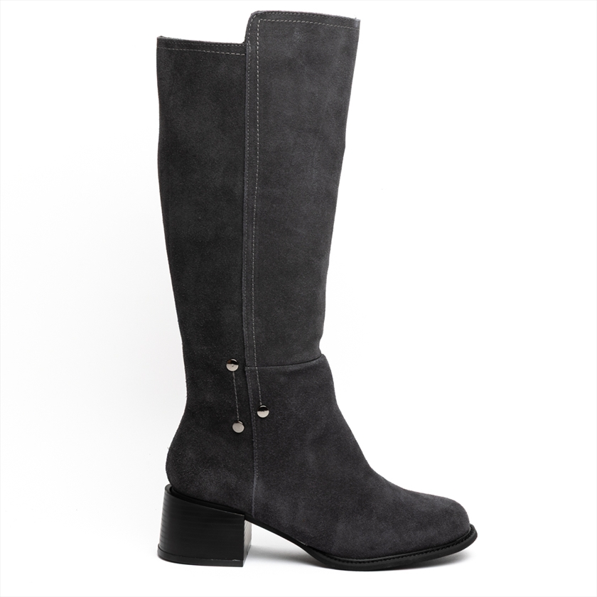 LIFE NYC Suede Mid Calf Riding Boots with Subtle Heel