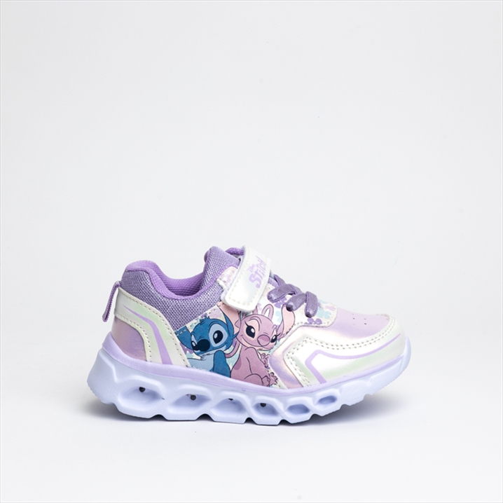 Stitch Lace Up and Velcro Strap Glam Girls Sneakers with Lights