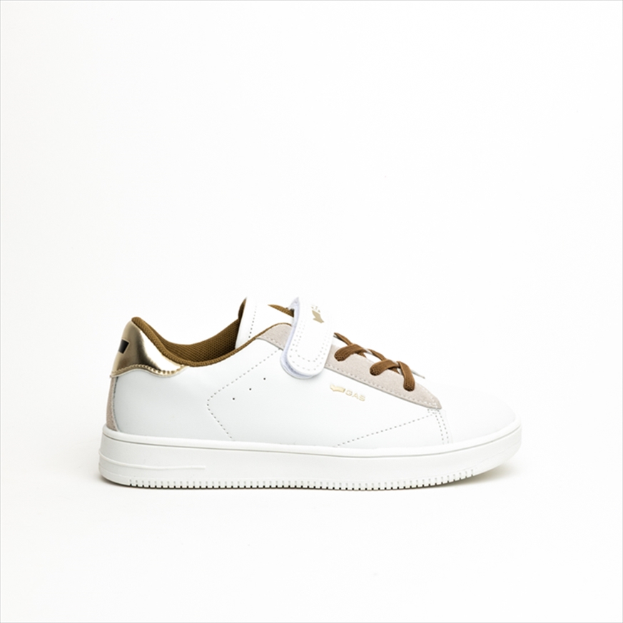 GAS Girl’s Gold Detail Sneakers with Laces and Velcro Strap