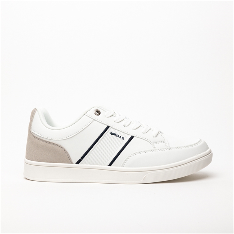 GAS White Stripe Side Detail Lace Up Flat Sneakers