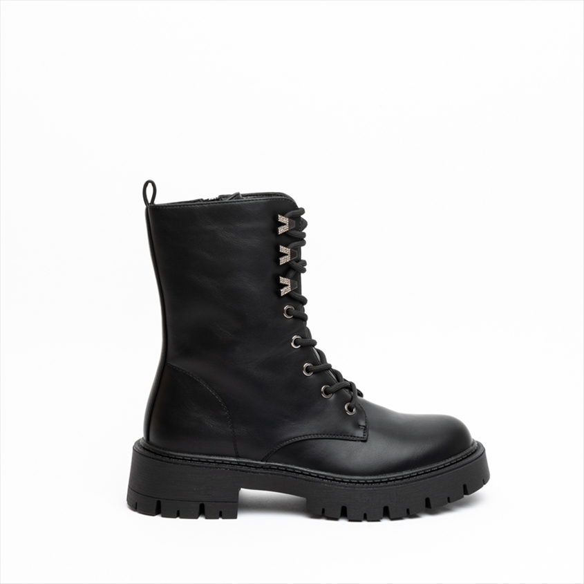 Miss Belgini PU Combat Flat Ankle Boots