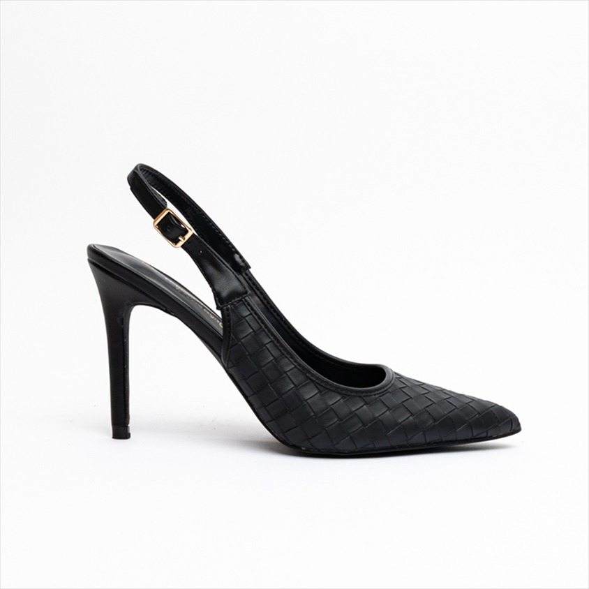 Miss Belgini High Stiletto Heel Slingback Pumps with Woven Texture