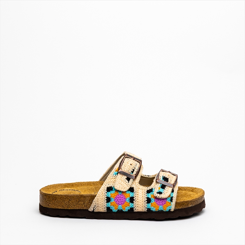 Reverse Crochet Girls Slider Sandals with Breathable Comfort Footbed with Shock Absorbing Sole