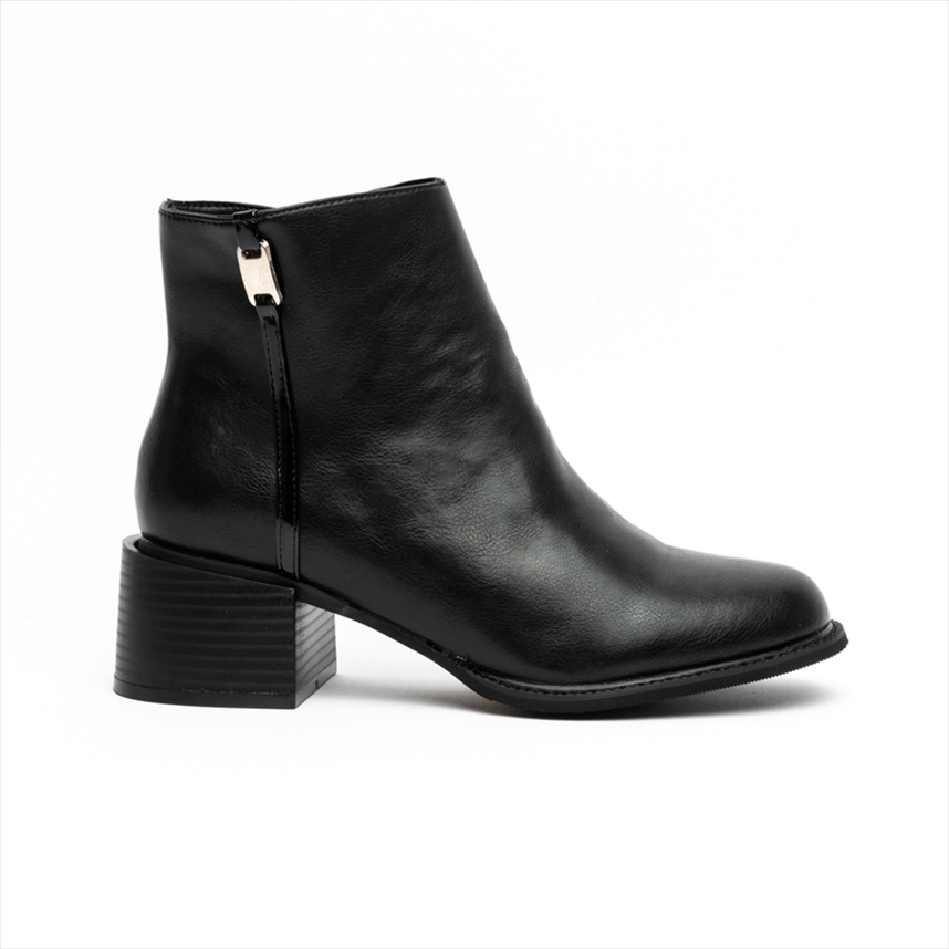 LIFE NYC Premium Low Block Heel Ankle Boots with Side Zip