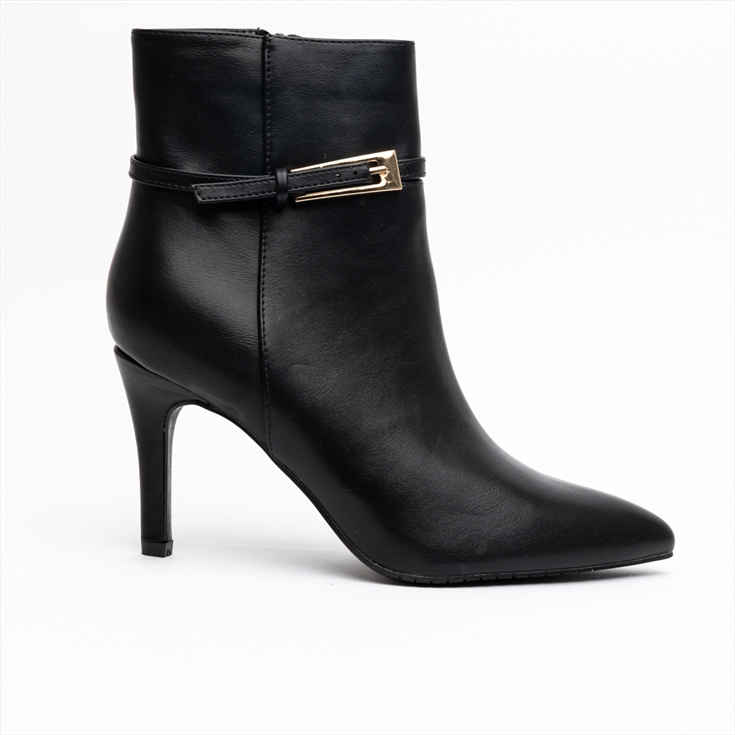 Miss Belgini Medium Stiletto Heel Ankle Boots with Buckle Trim