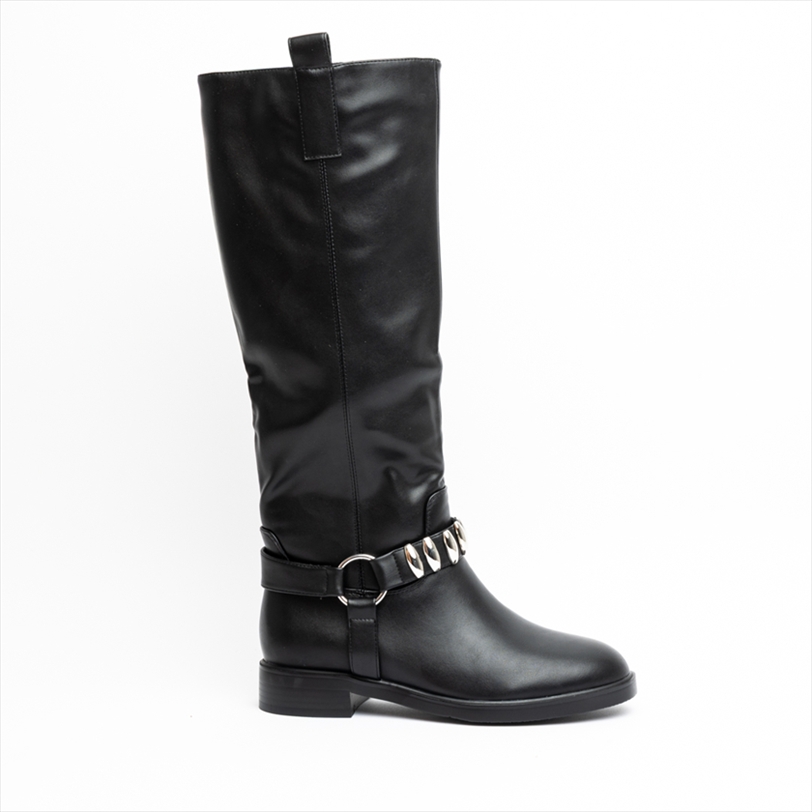 Miss Belgini Knee High Flat Biker Boots