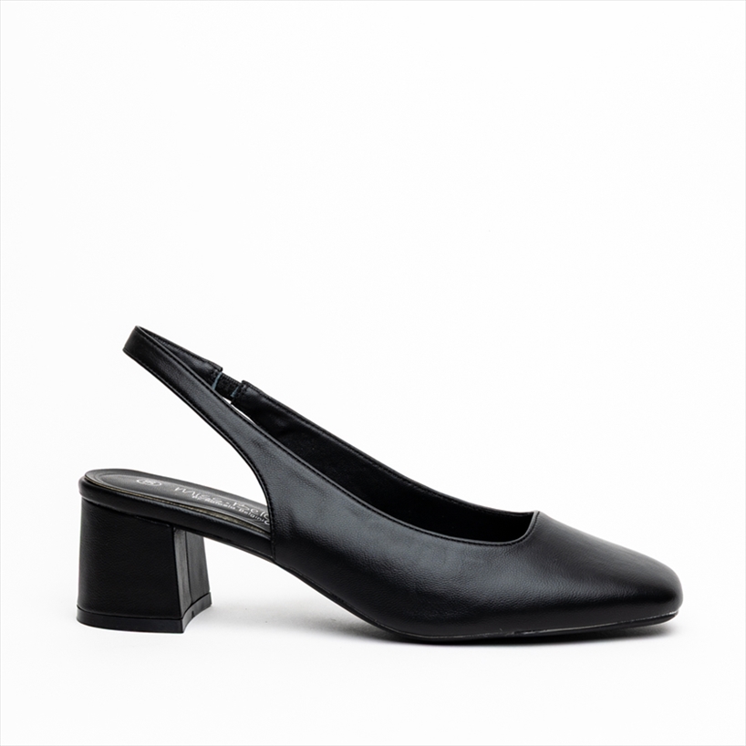 Miss Belgini Low Block Heel Slingback Pumps with Square Toe