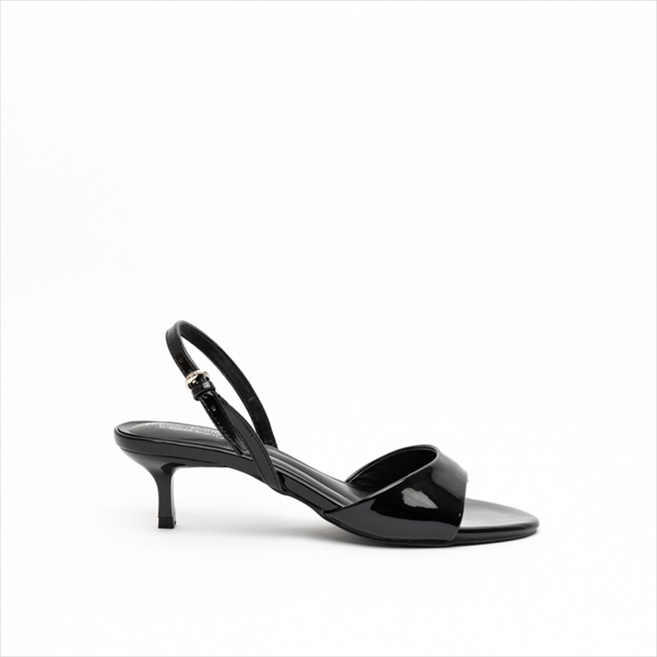 Miss Belgini Ankle Strap Glossy Kitten Heel Sandals