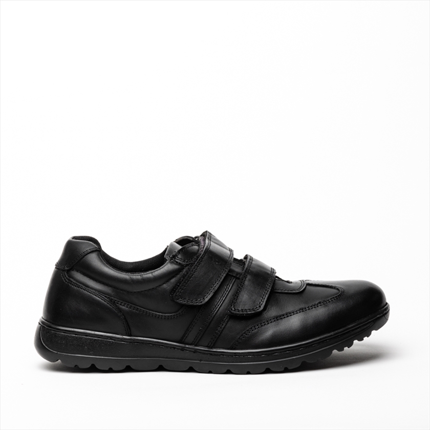 Boston Flex black double velcro strap mens shoes