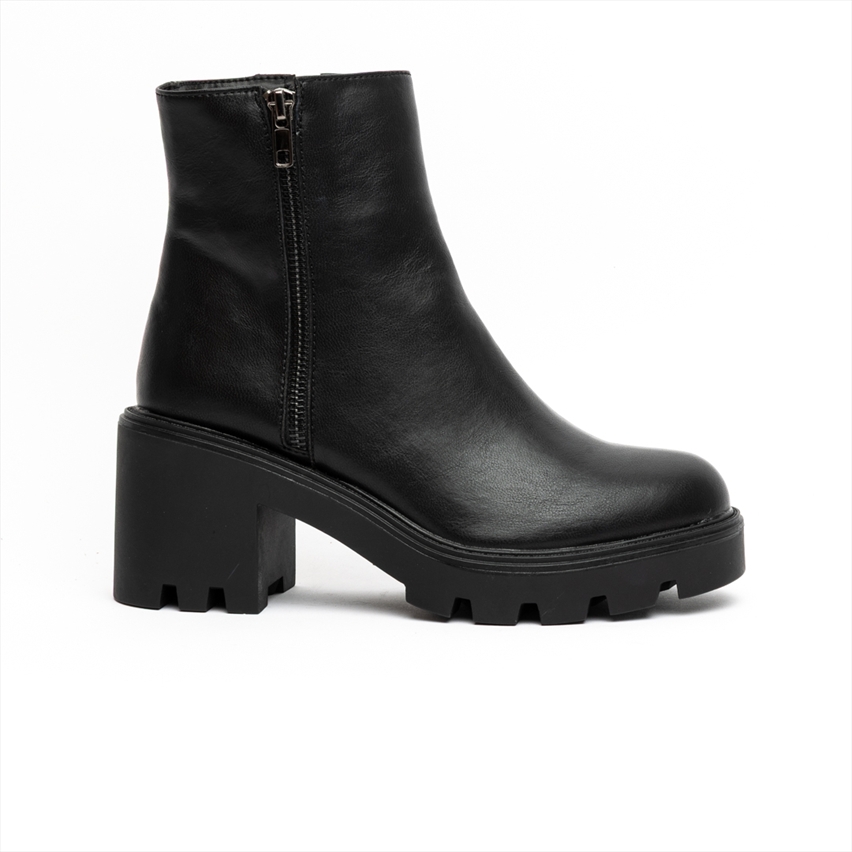 LIFE NYC Premium Medium Block Heel Ankle Boots with Side Zip