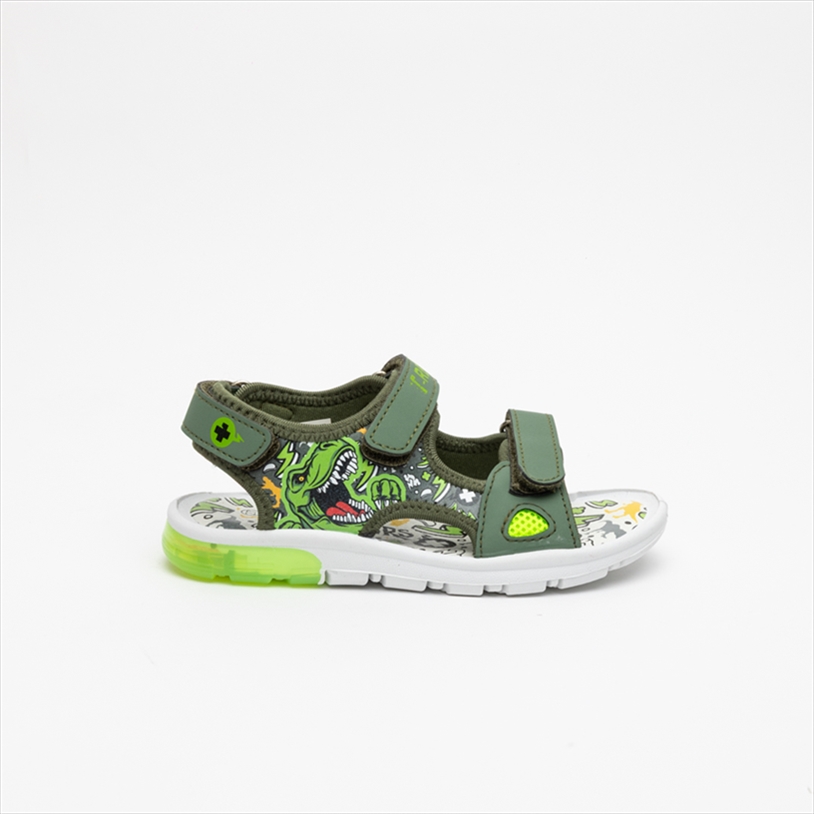 Dinosaur Double Velcro Strap Boys Sandals with Light on Sole