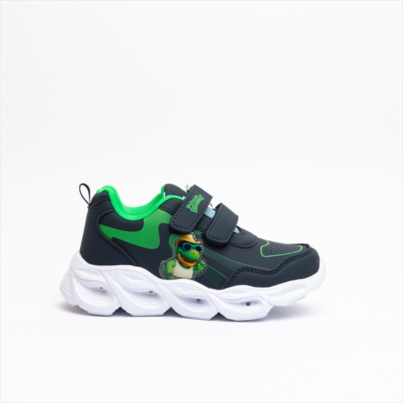 Brainrot Boys Double Velcro Strap Sneakers with Neon Details