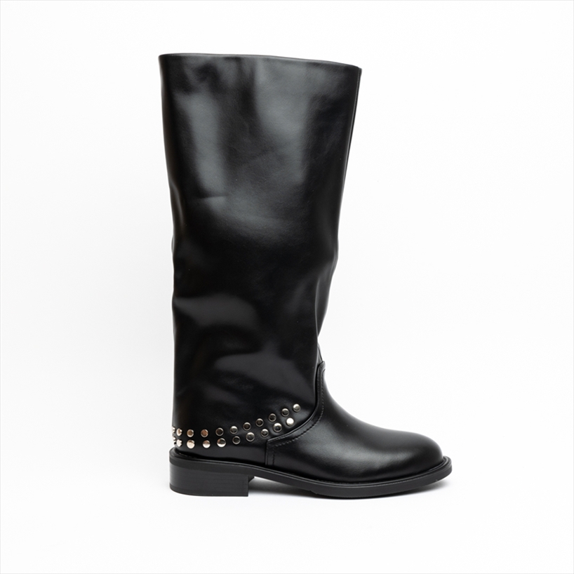 Miss Belgini Mid Calf Western Biker Inspired Flat Boots