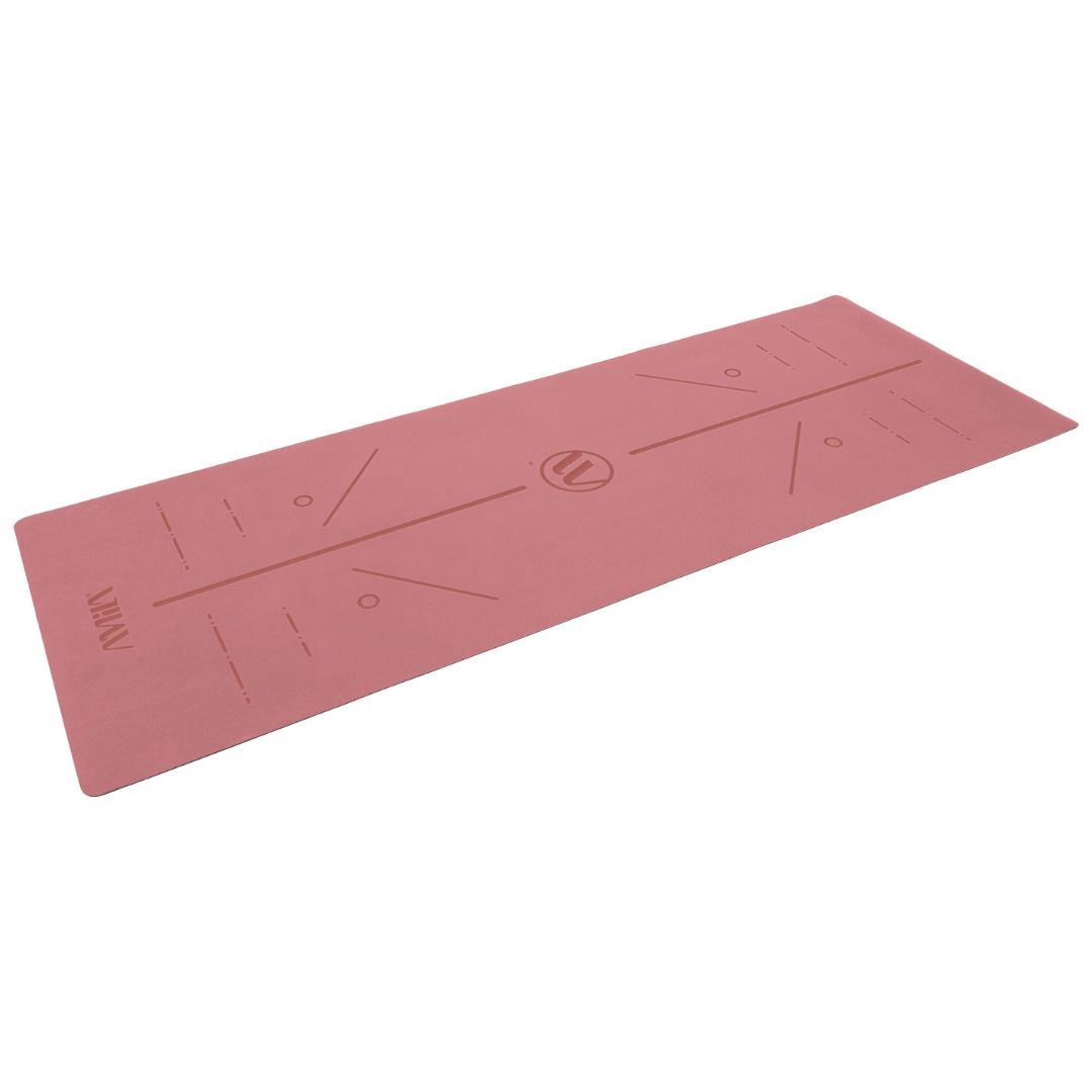 AMILA PU YOGA MAT 4mm PINK WITH ALIGNMENT LINES