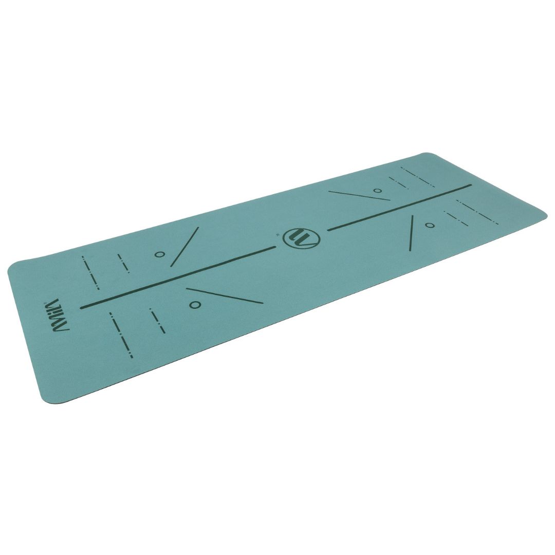 AMILA PU YOGA MAT 4mm GREEN WITH ALIGNMENT LINES