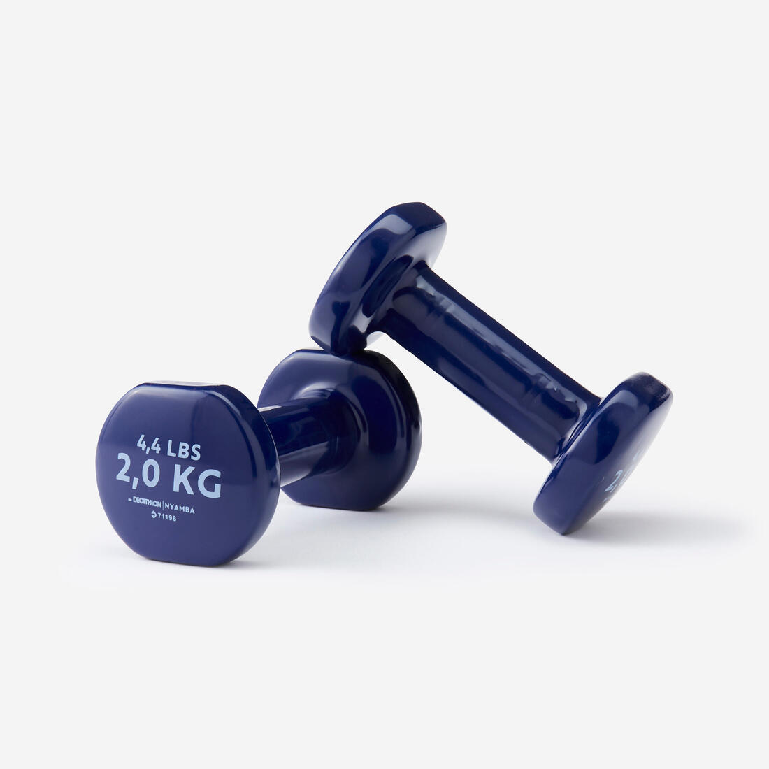 2 kg Fitness Dumbbells Twin-Pack, Partially Recycled Cast Iron - Navy Blue