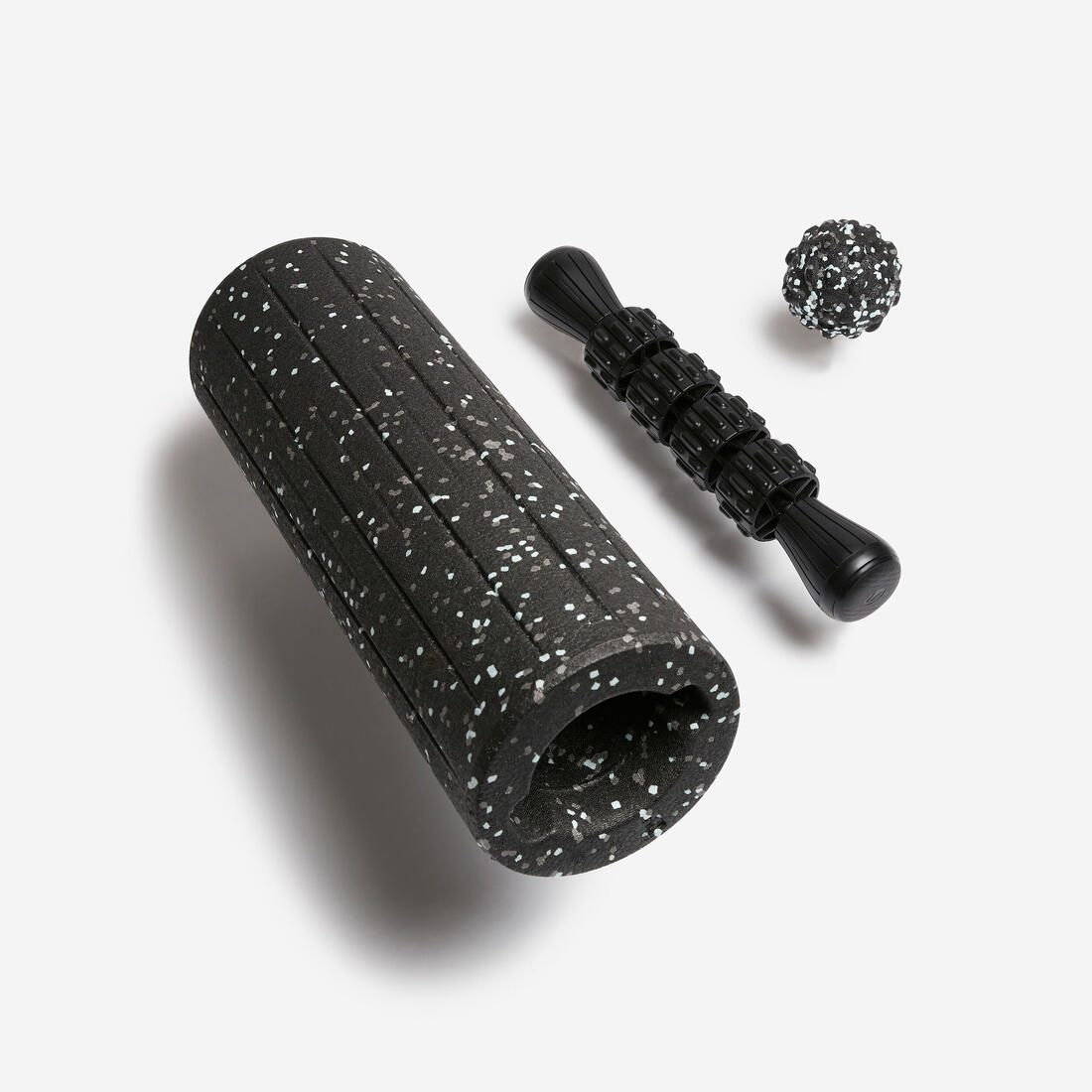 3 in 1 massage kit - smooth roller, ball and stick, black