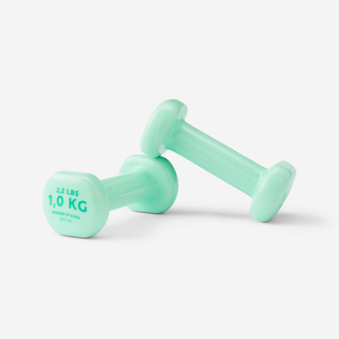 1 kg Fitness Dumbbells Twin-Pack, Partially Recycled Cast Iron - Green