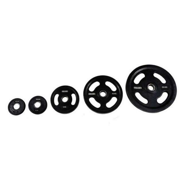 Sidea 5 Kg Symmetrical Grip Rubber Coated Weight Plate 50mm - Black (Single)