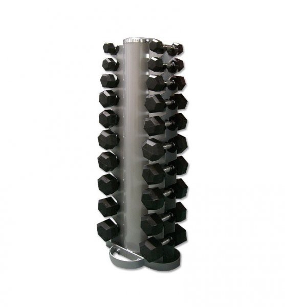 IFS Vertical Rack with Hex Rubber Dumbbells ,10 Pairs (1-10kg)