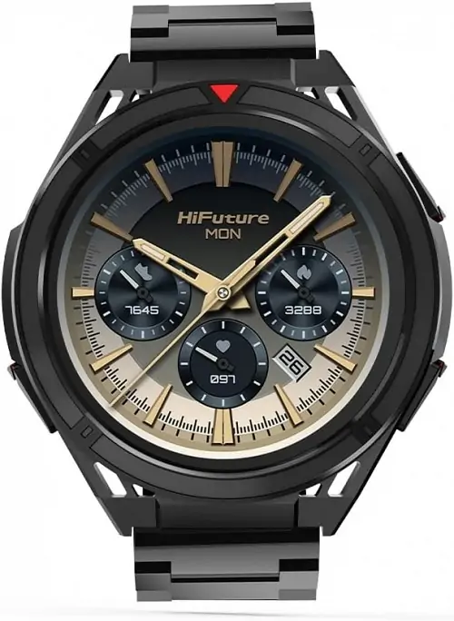HiFuture ACTIVE Black/Red Adventure & Fitness GPS SmartWatch, AMOLED Display, Rugged & 5ATM with Stainless Steel + Silicone Bands