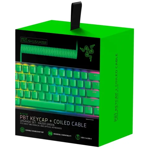 Razer Coiled Cable + PBT Keycap Upgrade Set Green