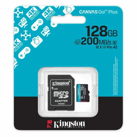128GB Micro SD Memory Card Kingston Canvas Go! with adaptor Class 10 (SDCG4/128GB)