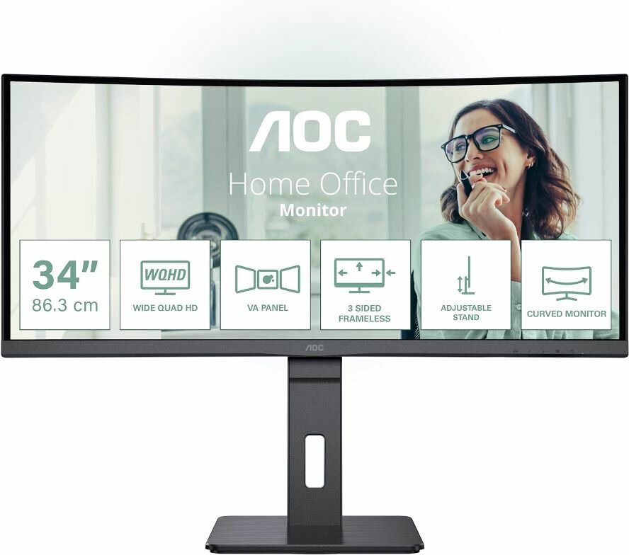 AOC 34" Pro-Line Ultrawide Business Curved Multimedia Monitor