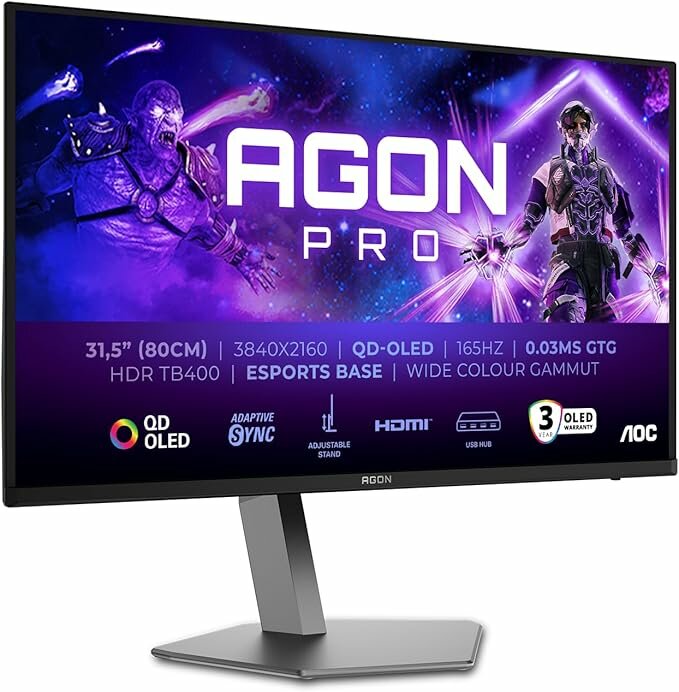 AOC 31.5" Gaming Monitor QDOLED UHD 165Hz (AG326UD)