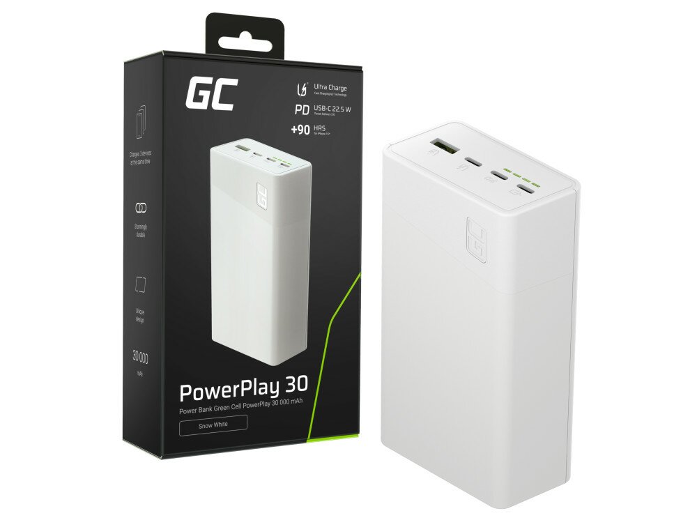 Green Cell Power Bank PowerPlay30S 30000mAh with fast charging