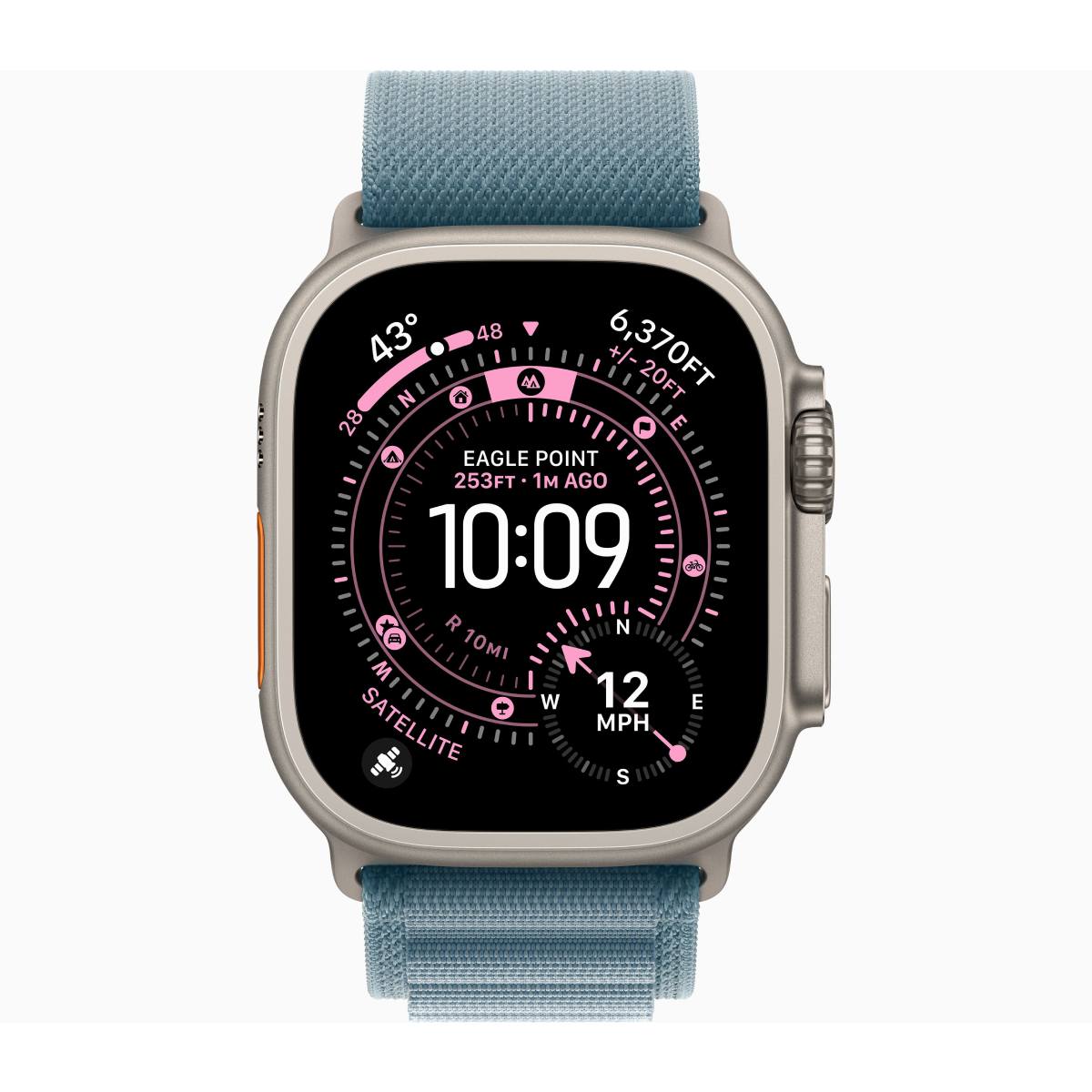 APPLE Smartwatch Ultra 3 GPS + Cellular 49mm, Φυσικό Τιτάνιο με Ανοιχτό Γαλάζιο Λουράκι Medium