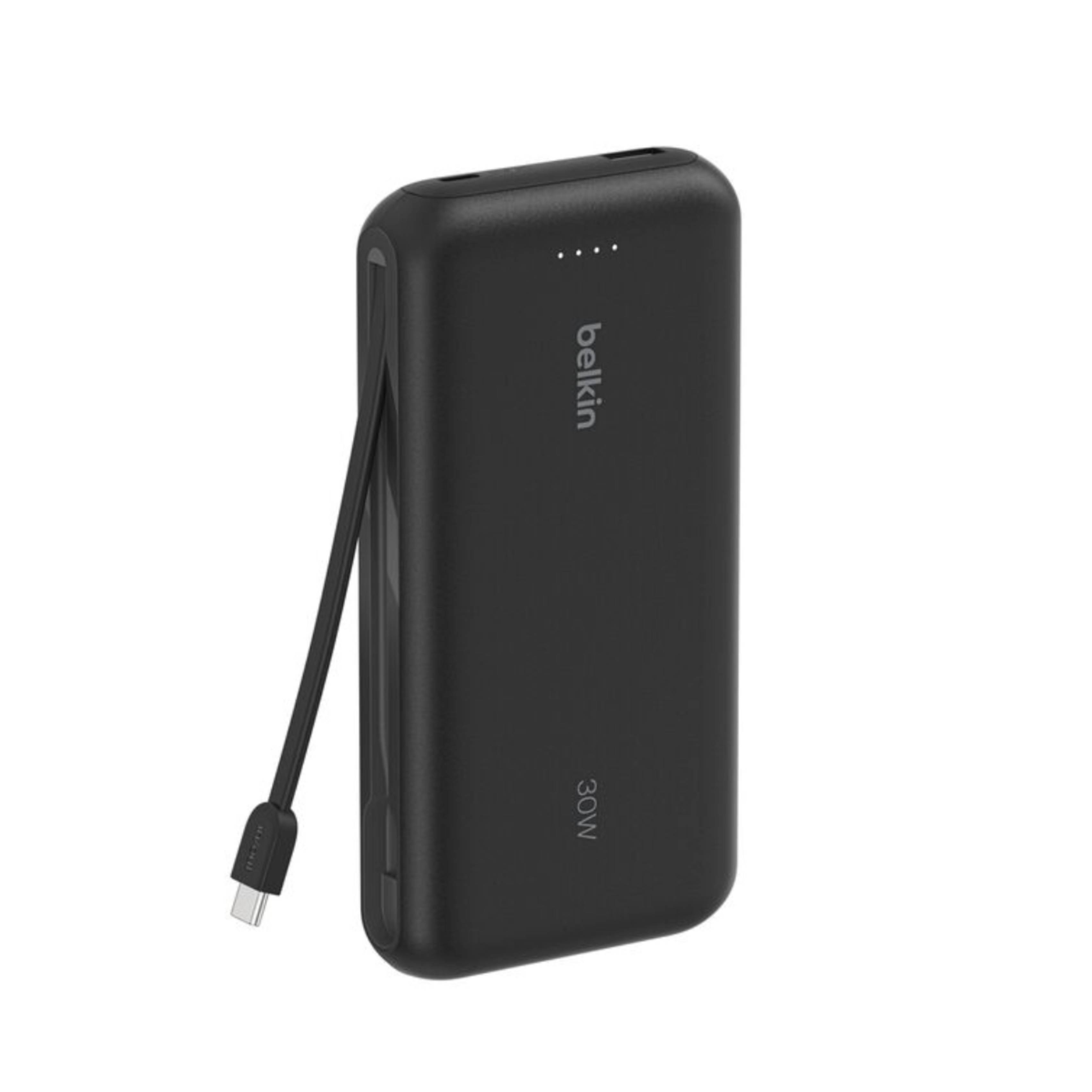 Belkin Power Bank/Φορητή Μπαταρία 20.000 mAh με Ενσωματωμένο Καλώδιο USB-C και Ταχεία Φόρτιση Power Delivery, Μαύρο
