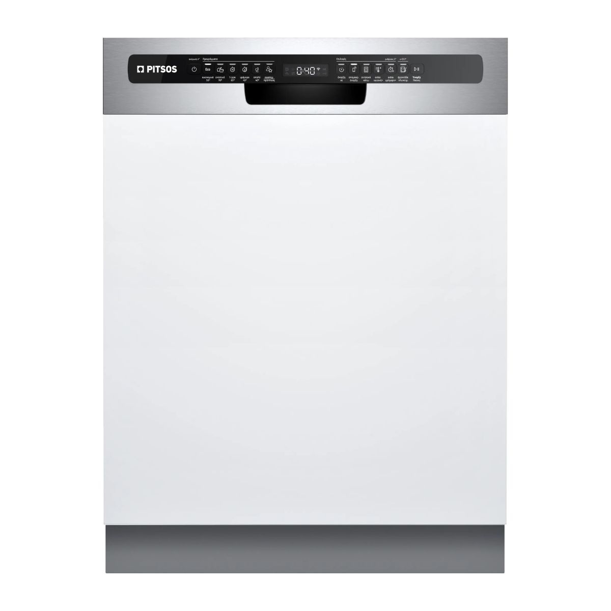 PITSOS DIF61I02 Ημιεντοιχιζόμενο Πλυντήριο Πιάτων 60cm, Brushed Steel