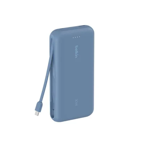 Belkin Power Bank/Φορητή Μπαταρία 20.000 mAh με Ενσωματωμένο Καλώδιο USB-C και Ταχεία Φόρτιση Power Delivery, Μπλε
