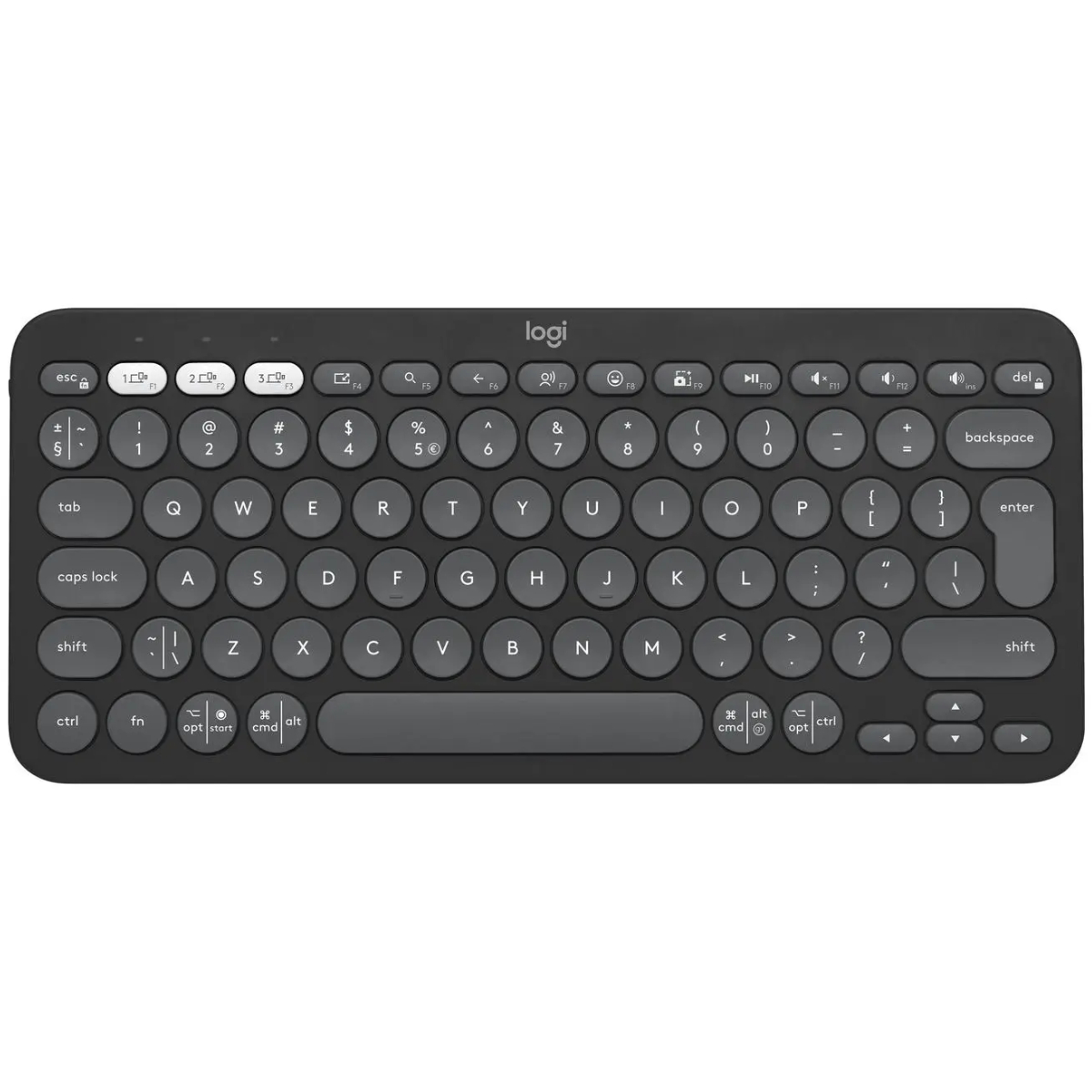 LOGITECH Pebble Keys 2 K380S Bluetooth Ασύρματο Πληκτρολόγιο, Μαύρο-Γκρίζο