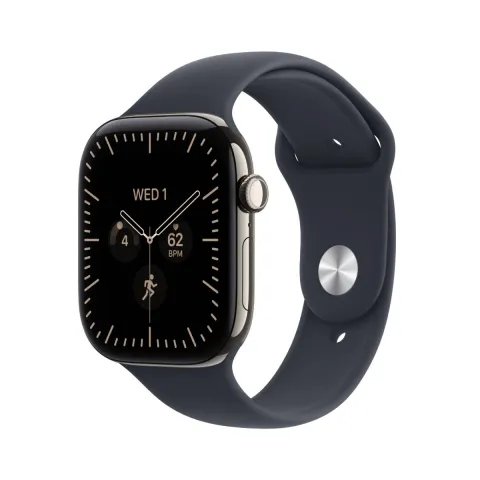 APPLE Smartwatch Series 12 GPS + Cellular 42 mm, Natural Τιτάνιο με Navy Blue Αθλητικό Λουράκι M/L
