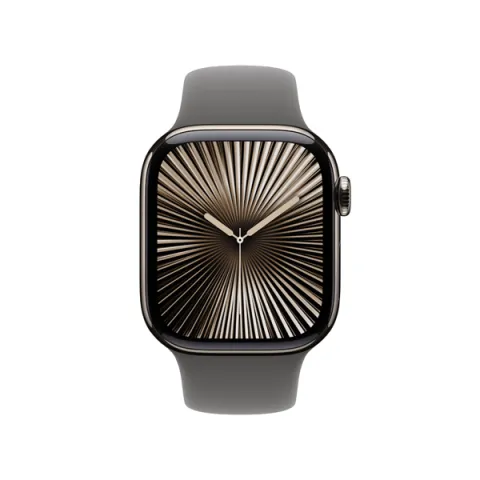 APPLE Smartwatch Series 10 GPS + Cellular 46mm, Natural Titanium με Stone Γκρίζο Sport Λουράκι, M/L