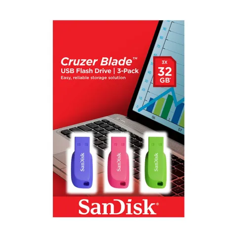 Sandisk Cruzer Blade Flash Drive 32GB 3-Pack