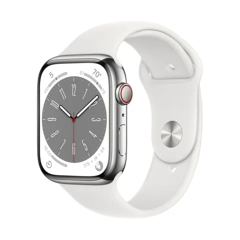 Apple Watch Series 8 GPS + Cellular 45mm Silver Stainless Case with White Sport Band Regular