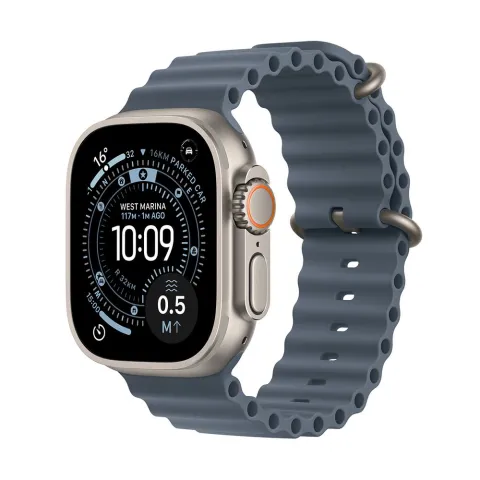 Apple Watch Ultra 3 GPS + Cellular 49mm Natural Titanium Case με Anchor Blue Ocean Band