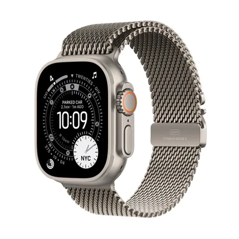 Apple Watch Ultra 3 GPS + Cellular 49mm Natural Titanium Case με Natural Titanium Milanese Loop - Medium