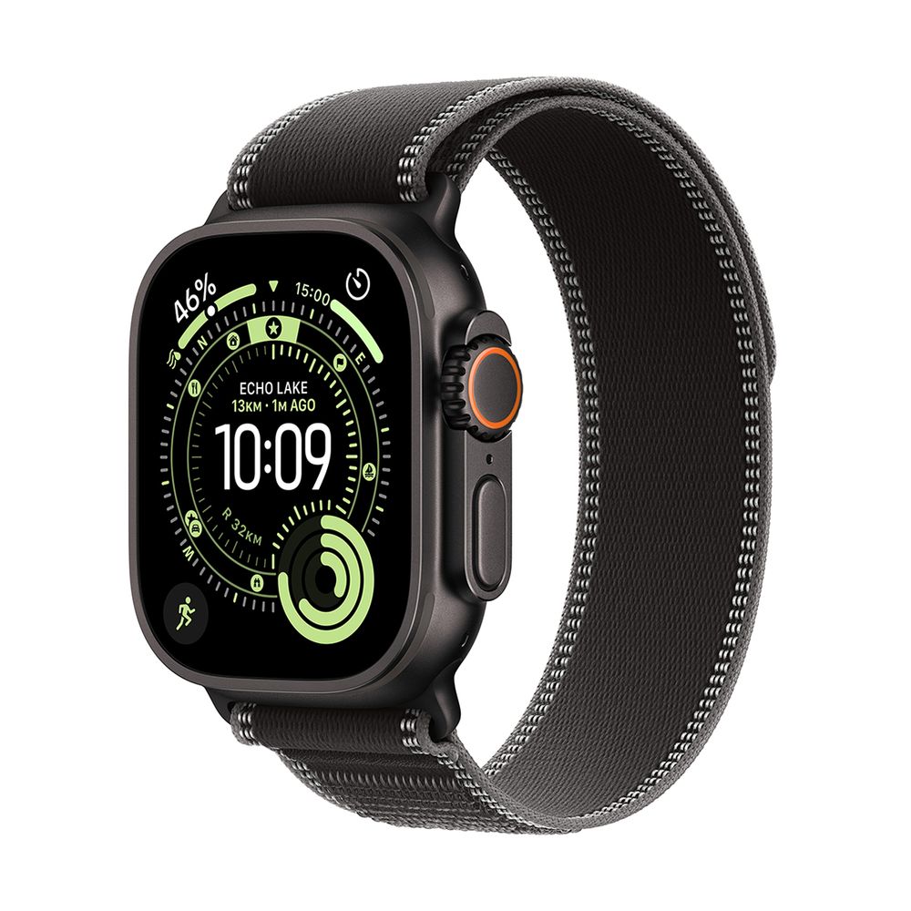 Apple Watch Ultra 3 GPS + Cellular 49mm Black Titanium Case με Black/Charcoal Trail Loop - S/M