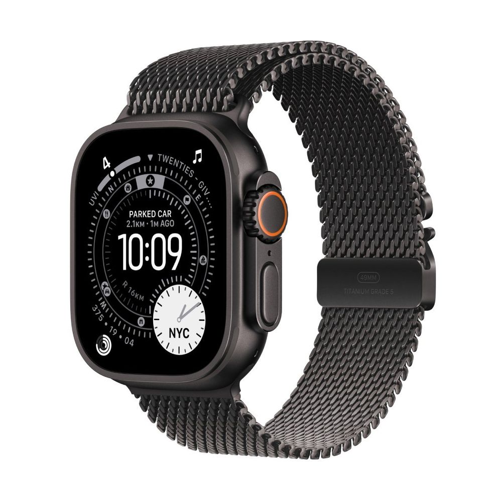 Apple Watch Ultra 3 GPS + Cellular 49mm Black Titanium Case με Black Titanium Milanese Loop - Large