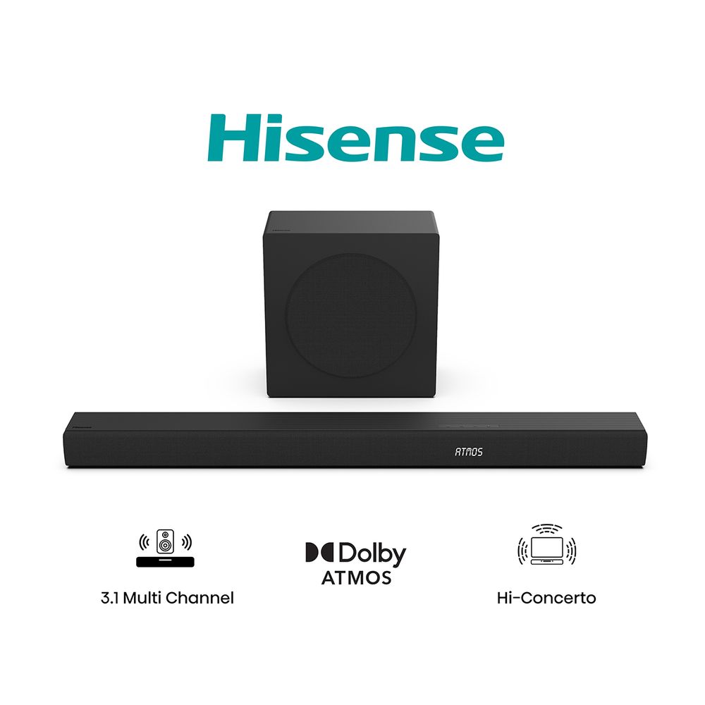 Hisense Soundbar HS3100 3.1 CH 480W BT/USB/Optical