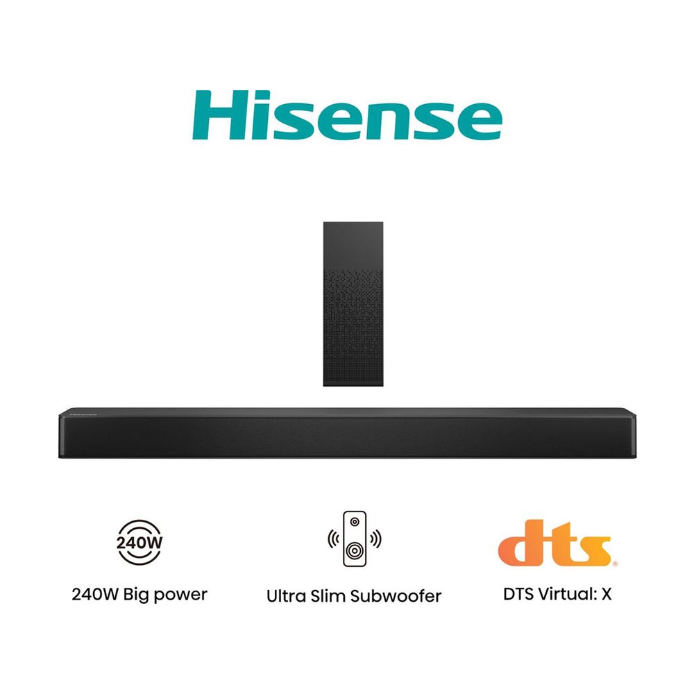 Hisense Soundbar - HS2100 - 2.1 CH 240W BT USB Optical